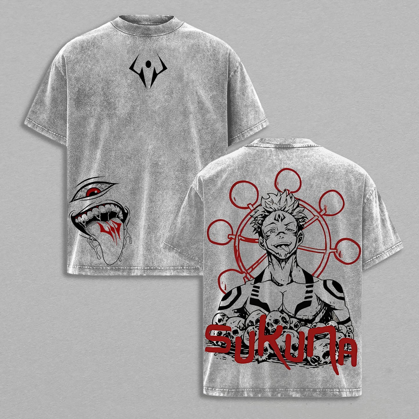 Ryomen Sukuna Jujutsu Kaisen King of Curses | Retro Vintage Washed T-Shirt | Limited Edition Oversized Streetwear
