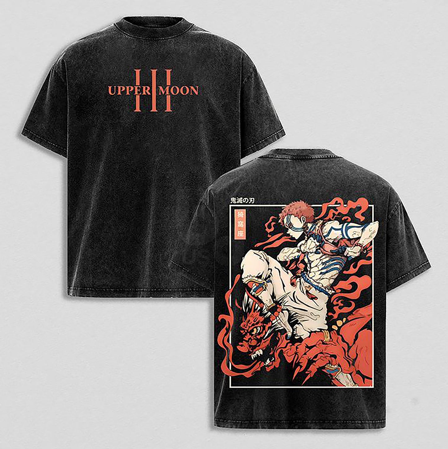 Akaza Demon Slayer Martial Arts Demon | Retro Vintage Washed T-Shirt | Limited Edition Oversized Streetwear
