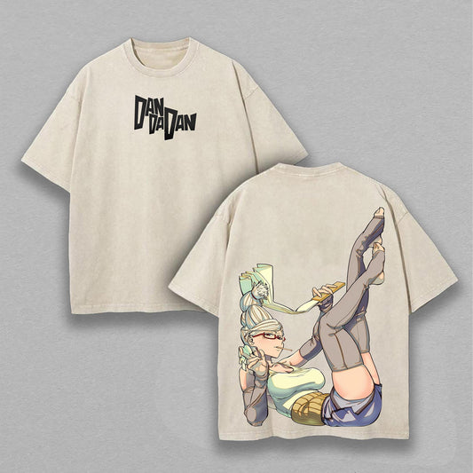 DanDaDan Cute Nerd Waifu | Retro Vintage Washed T-Shirt | Limited Edition Oversized Streetwear