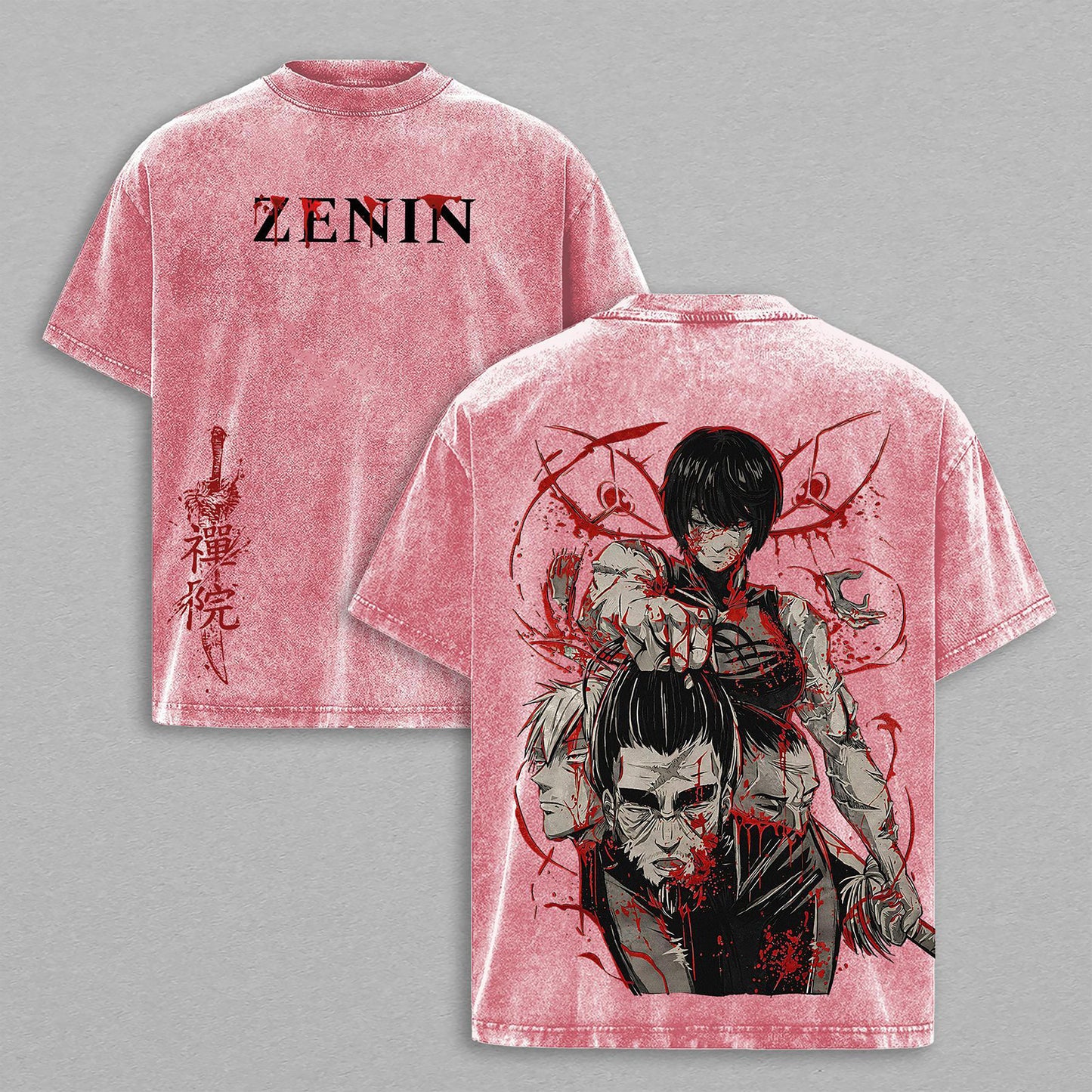 Maki Zenin Jujutsu Kaisen Blood Art | Retro Vintage Washed T-Shirt | Limited Edition Oversized Streetwear