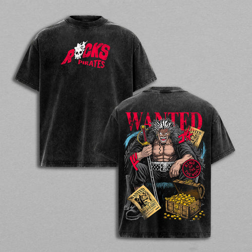 Rocks D. Xebec One Piece Wanted Poster | Retro Vintage Washed T-Shirt | Limited Edition Oversized Streetwear