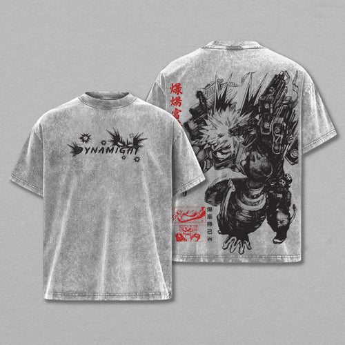 Katsuki Bakugo Murder God Dynamight My Hero Academia Retro Vintage Washed T-Shirt Limited Oversized Streetwear Anime Graphic Tee Gift for MHA Fans