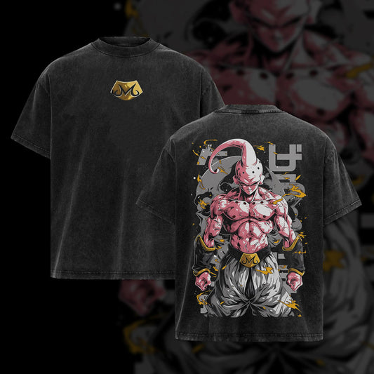 Majin Buu Pink Villain Power Dragon Ball Z Retro Vintage Washed Graphic T-Shirt - Limited Edition Streetwear Oversized Aesthetic Tee - Premium Z-Fighter Anime Apparel