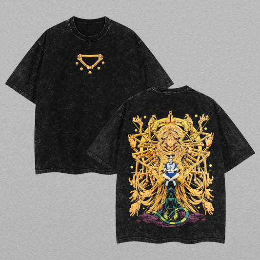Isaac Netero vs Meruem Hunter x Hunter | Retro Vintage Washed T-Shirt | Limited Edition Oversized Streetwear