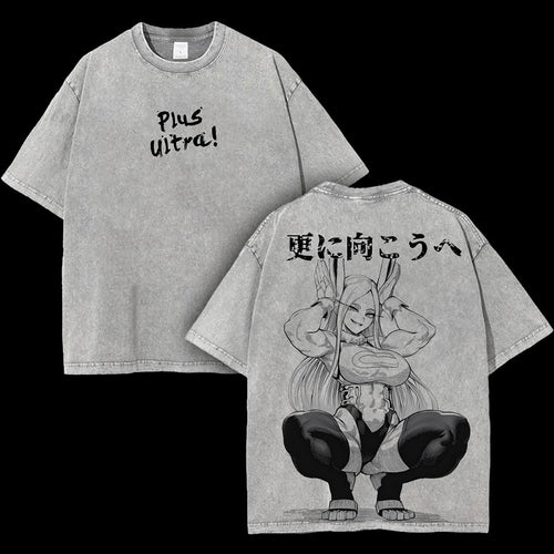 Mirko Rabbit Hero Plus Ultra My Hero Academia Retro Vintage Washed Graphic T-Shirt - Limited Edition Streetwear Oversized Aesthetic Tee - Premium Pro Hero MHA Fan Gear