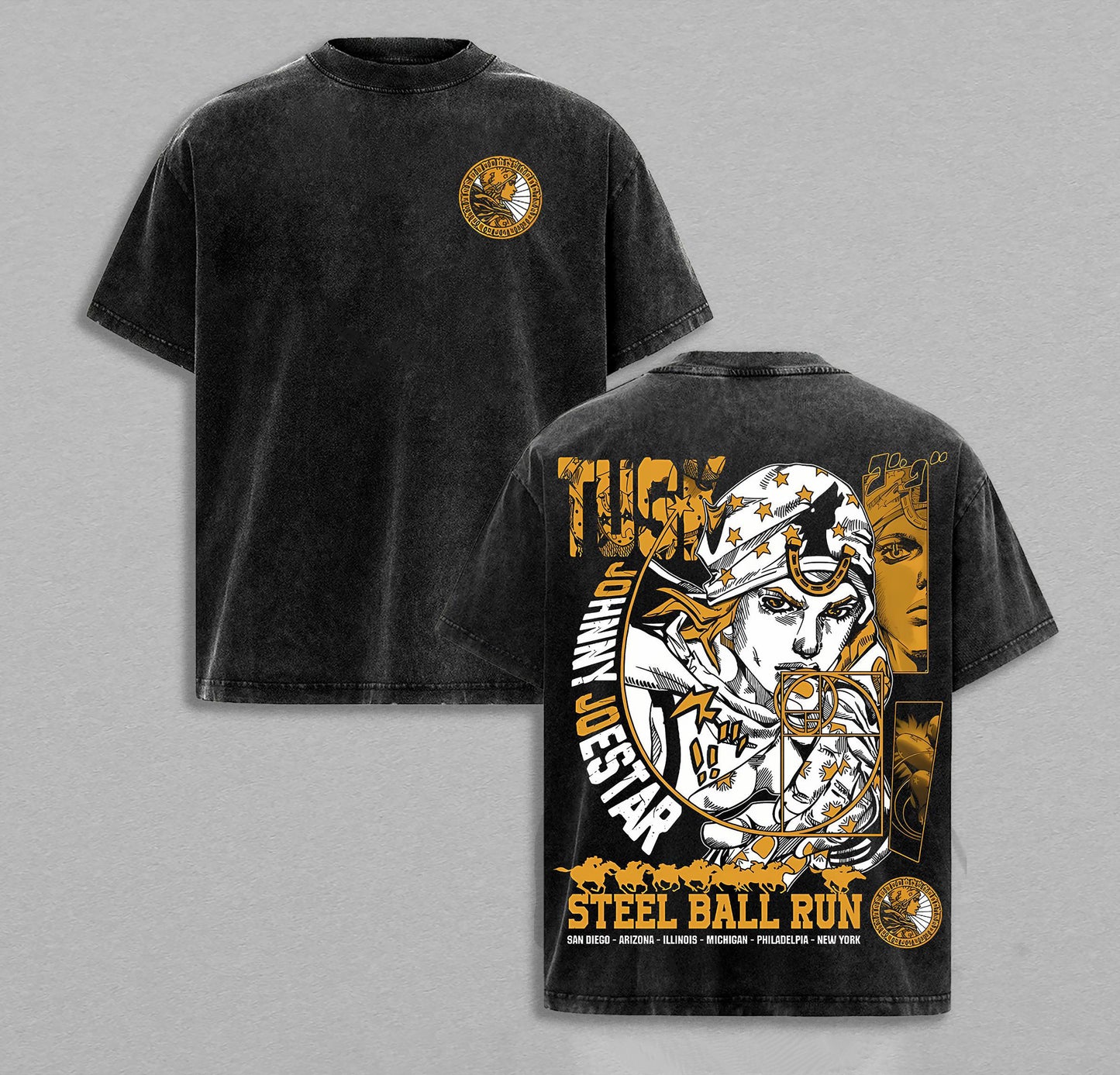 Johnny Joestar JoJo's Bizarre Adventure SBR | Retro Vintage Washed T-Shirt | Limited Edition Oversized Streetwear