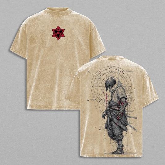 Sasuke Uchiha Naruto Curse Mark Sharingan | Retro Vintage Washed T-Shirt | Limited Edition Oversized Streetwear