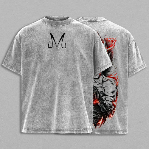 Majin Vegeta Dragon Ball Z Saiyan Pride | Retro Vintage Washed T-Shirt | Limited Edition Oversized Streetwear