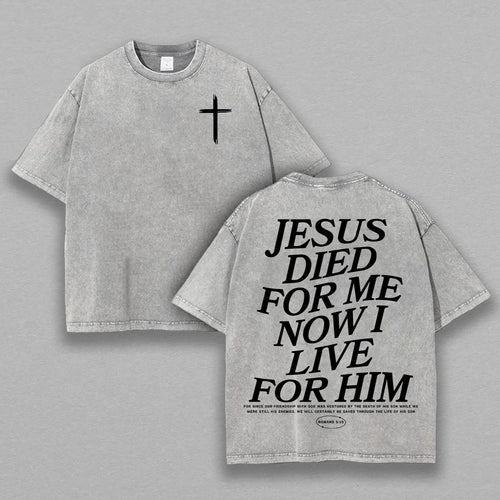 Jesus Romans 5:10 Faith Statement Christian Retro Vintage Washed T-Shirt Limited Oversized Streetwear Bible Verse Graphic Tee Gift for Believers