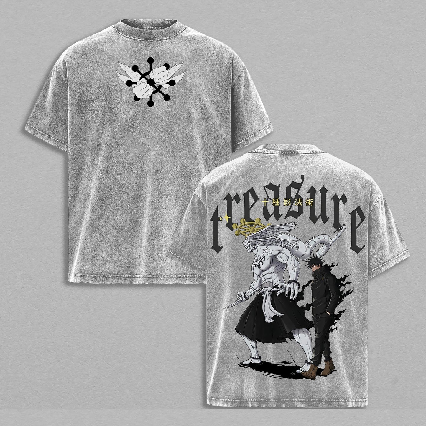 Megumi Fushiguro Jujutsu Kaisen Mahoraga | Retro Vintage Washed T-Shirt | Limited Edition Oversized Streetwear