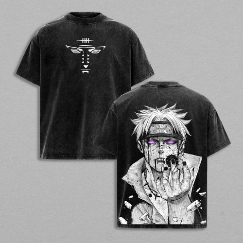 Pain Naruto Deva Path Rinnegan | Retro Vintage Washed T-Shirt | Limited Edition Oversized Streetwear