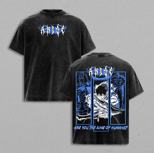 Sung Jinwoo Solo Leveling Arise Edition | Double-Sided Retro Vintage Washed T-Shirt | Limited Edition Streetwear