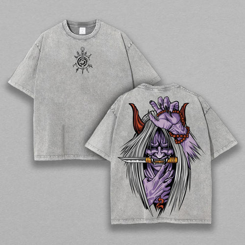 Reaper Death Seal Naruto Shiki Fujin | Double-Sided Retro Vintage Washed T-Shirt | Limited Edition Streetwear