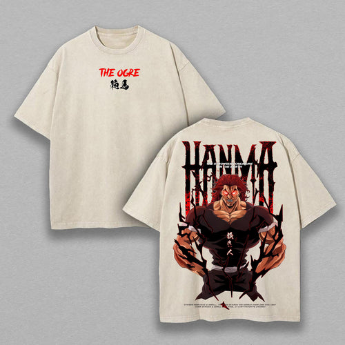 Yujiro Hanma Baki The Ogre | Double-Sided Retro Vintage Washed T-Shirt | Limited Edition Streetwear