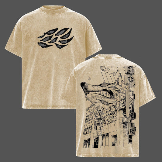 Kaiju No. 8 Monster Form Anime Retro Vintage Washed Graphic T-Shirt - Limited Edition Streetwear Oversized Aesthetic Tee - Premium Heavyweight Kaiju Fan Apparel