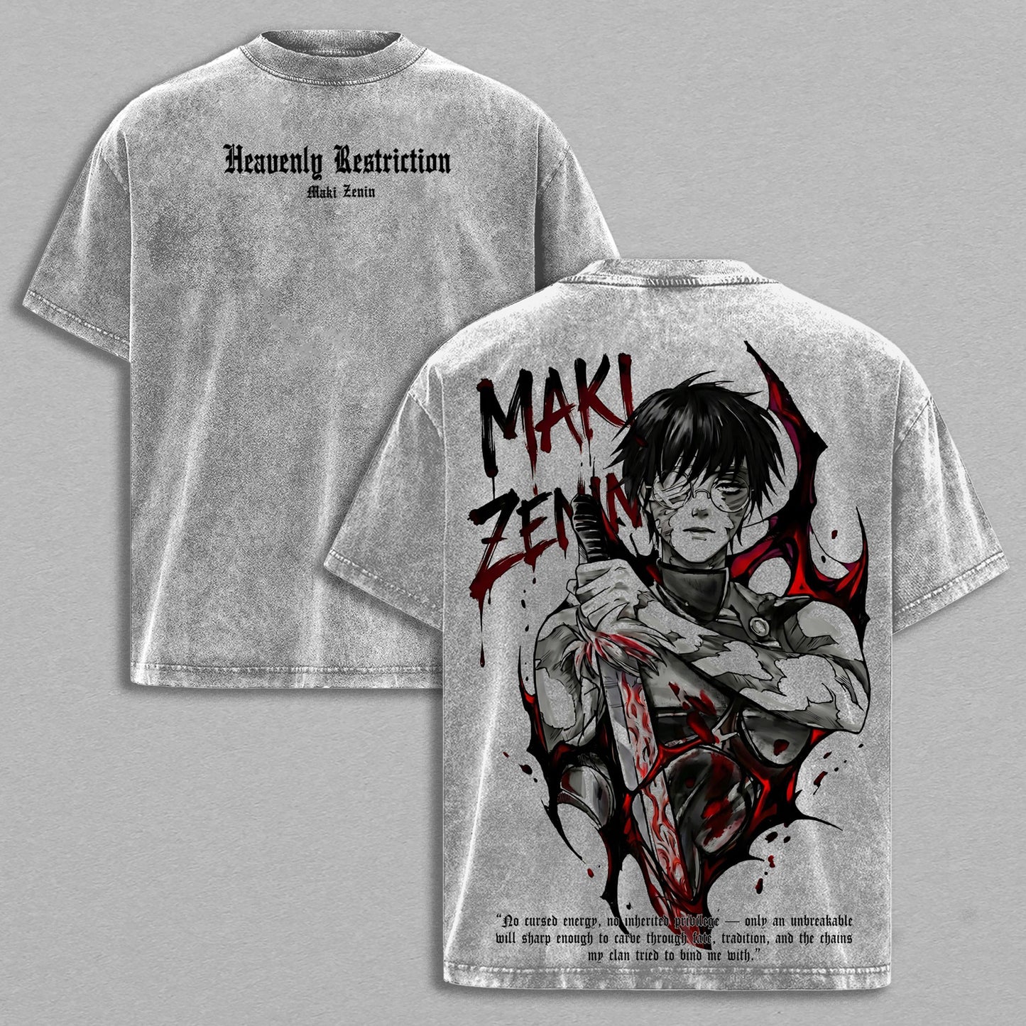 Maki Zenin Jujutsu Kaisen Heavenly Restriction | Double-Sided Retro Vintage Washed T-Shirt | Limited Edition Streetwear