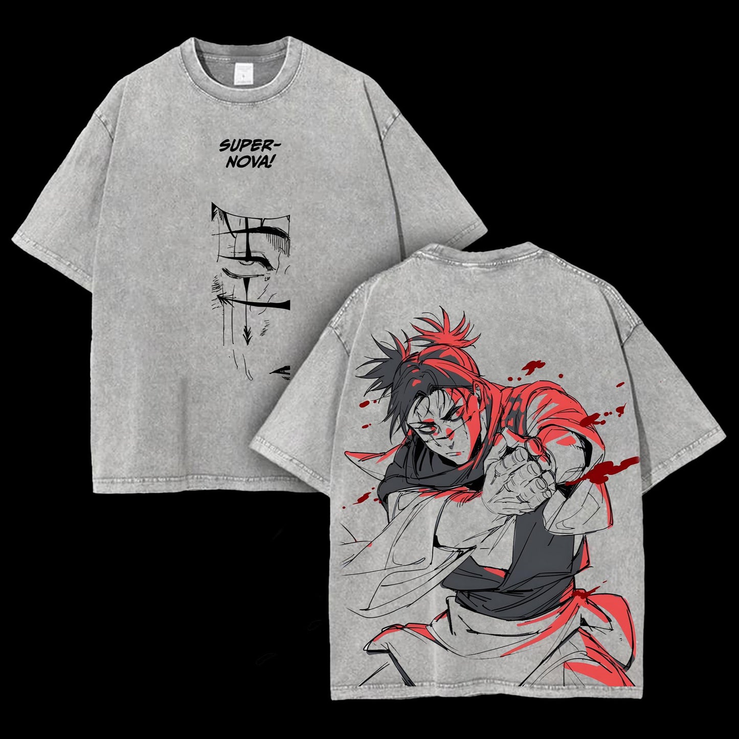 Choso Supernova Blood Manipulation Jujutsu Kaisen Retro Vintage Washed Graphic T-Shirt - Limited Edition Streetwear Oversized Aesthetic Tee - Premium Double Sided Anime Apparel