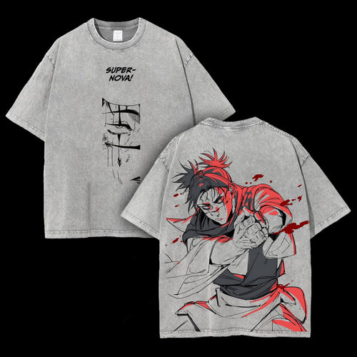 Choso Supernova Blood Manipulation Jujutsu Kaisen Retro Vintage Washed Graphic T-Shirt - Limited Edition Streetwear Oversized Aesthetic Tee - Premium Double Sided Anime Apparel