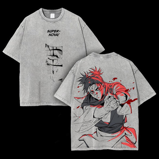 Choso Supernova Blood Manipulation Jujutsu Kaisen Retro Vintage Washed Graphic T-Shirt - Limited Edition Streetwear Oversized Aesthetic Tee - Premium Double Sided Anime Apparel