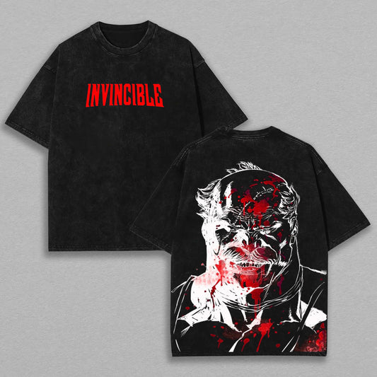 Conquest Invincible Viltrumite Blood | Double-Sided Retro Vintage Washed T-Shirt | Limited Edition Streetwear