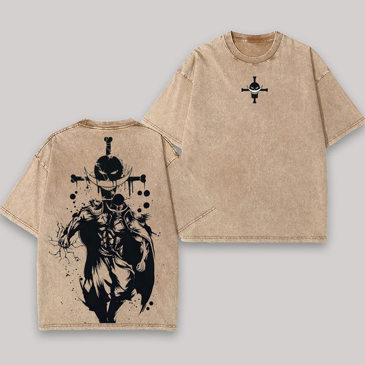 Whitebeard Edward Newgate Strongest Man One Piece Retro Vintage Washed Graphic T-Shirt - Limited Edition Streetwear Oversized Aesthetic Tee - Premium Double Sided Yonko Apparel