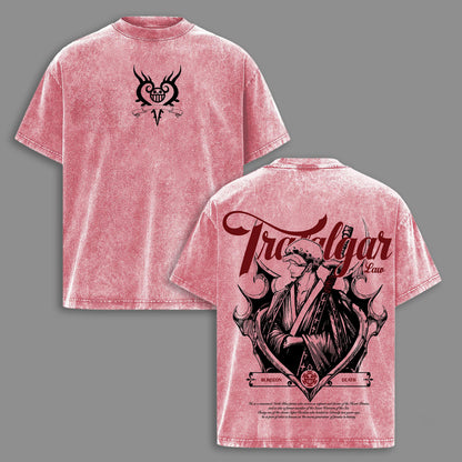 Trafalgar Law Surgeon of Death Heart Pirates One Piece Retro Vintage Washed Graphic T-Shirt - Limited Edition Streetwear Oversized Aesthetic Tee - Premium Ope Ope no Mi Gear