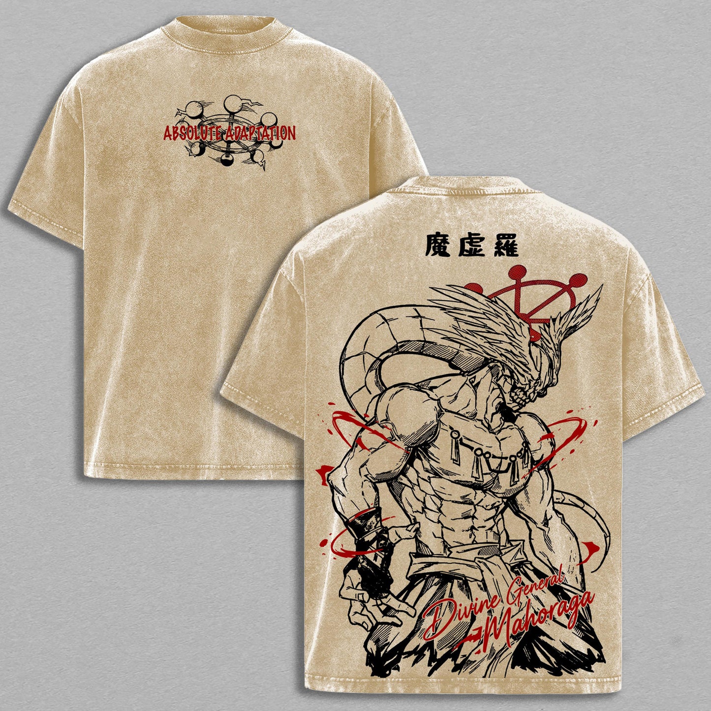 Divine General Mahoraga Jujutsu Kaisen Sword | Retro Vintage Washed T-Shirt | Limited Edition Oversized Streetwear