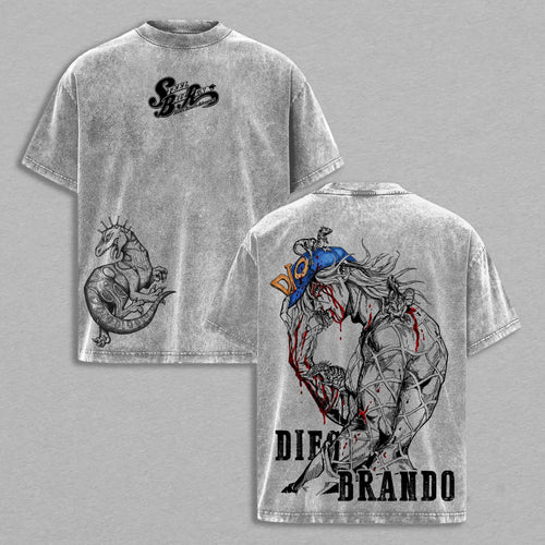 Diego Brando JoJo's Bizarre Adventure Scary Monsters | Retro Vintage Washed T-Shirt | Limited Edition Oversized Streetwear