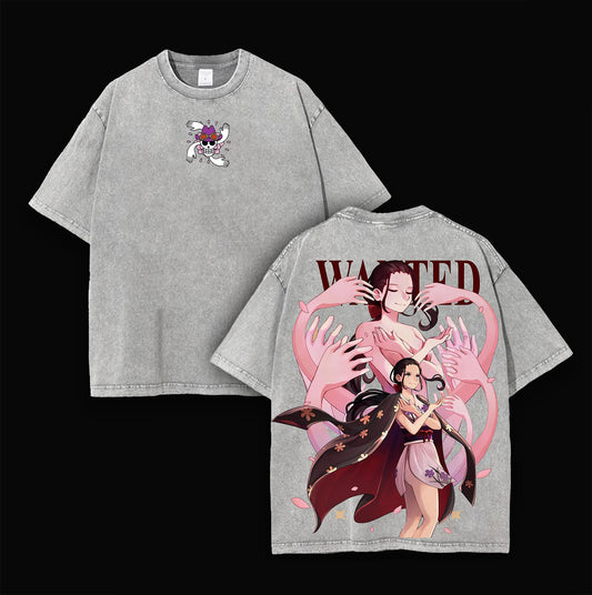 Nico Robin Devil Child Hana Hana no Mi Power Thousand Fleur One Piece Retro Vintage Washed Graphic T-Shirt - Limited Edition Streetwear Oversized Aesthetic Tee - Premium Double Sided Print