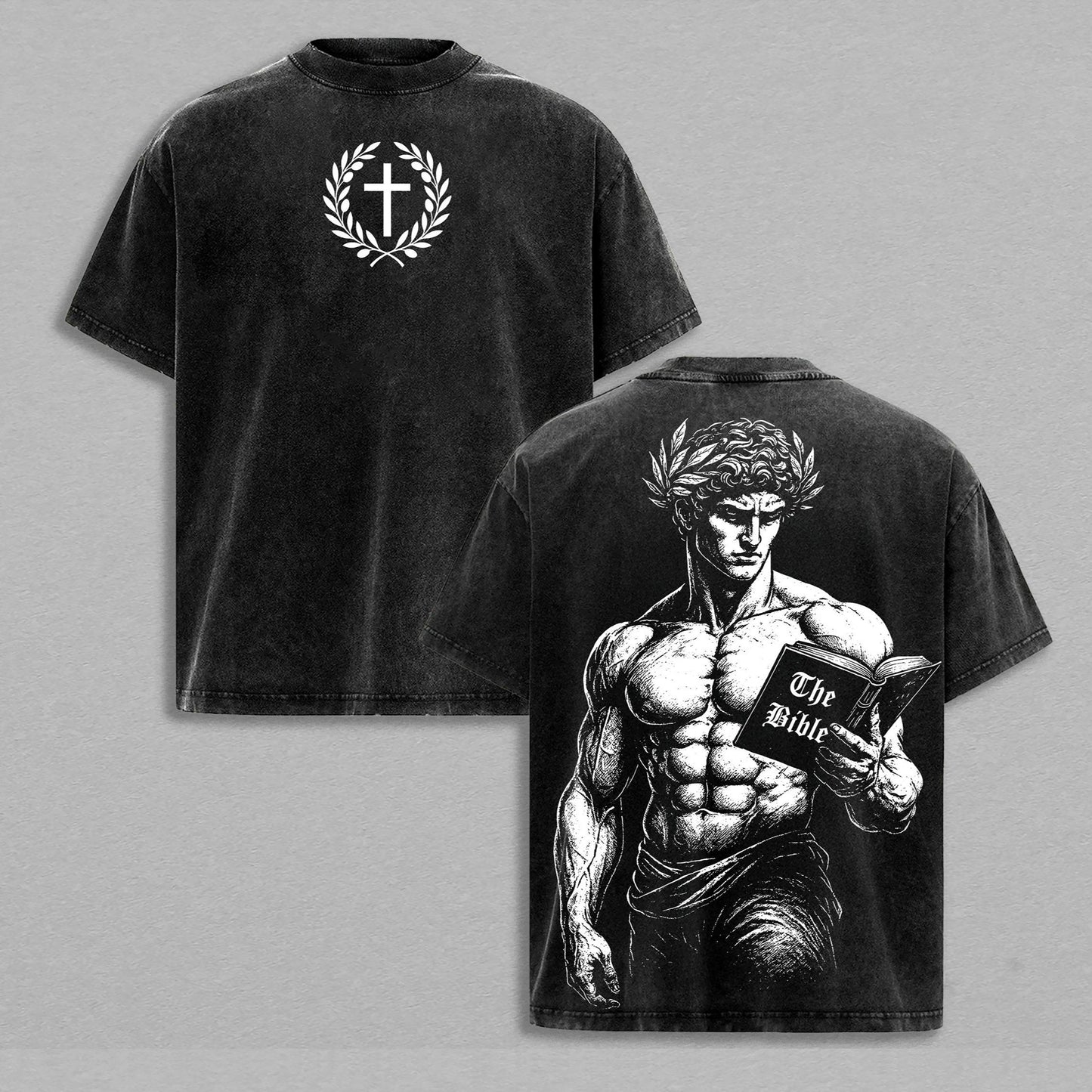Christian Bible Faith Cross Retro Vintage Washed T-Shirt Limited Oversized Streetwear Religious Graphic Tee Gift for Believers