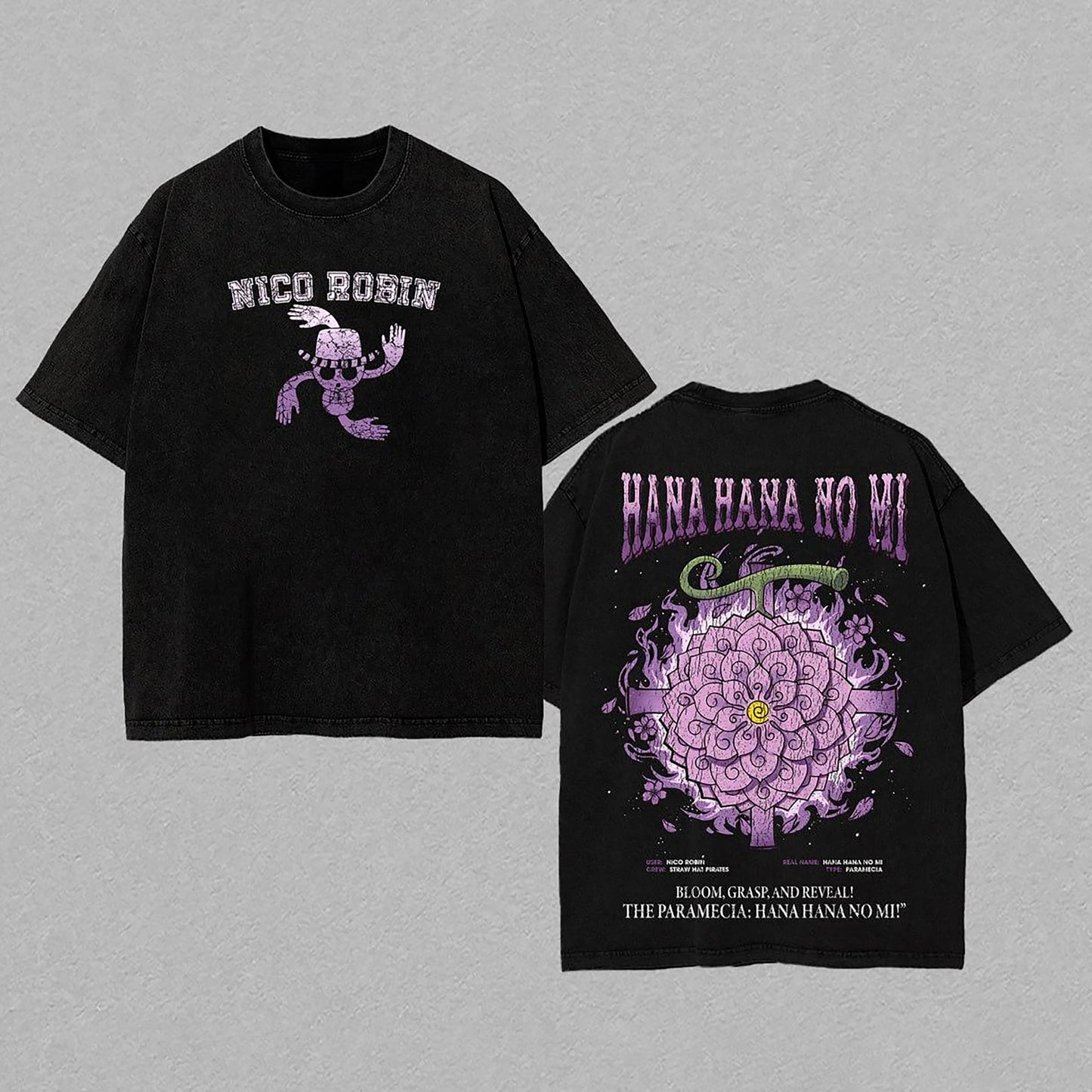 Nico Robin One Piece Archeologist Gear | Retro Vintage Washed T-Shirt | Limited Edition Oversized Streetwear