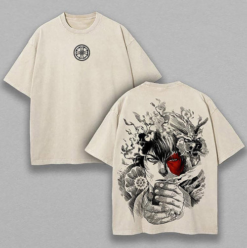 Zuko Avatar The Last Airbender Blue Spirit | Retro Vintage Washed T-Shirt | Limited Edition Oversized Streetwear
