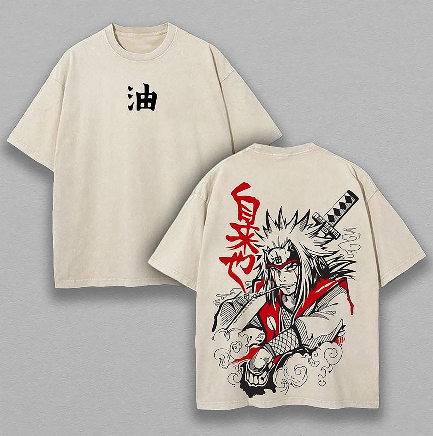 Jiraiya Naruto Sannin Manga Gift | Retro Vintage Washed T-Shirt | Limited Edition Oversized Streetwear