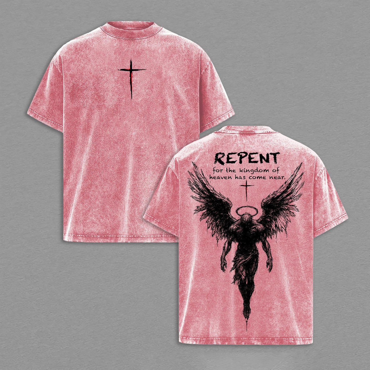 Repent & Believe Christian Faith Retro Vintage Washed T-Shirt Limited Oversized Streetwear Religious Graphic Tee Gift for Believers