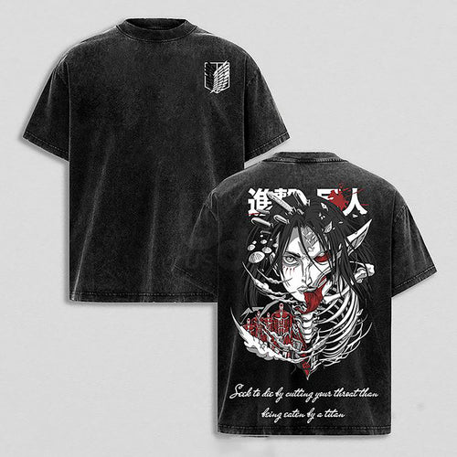 Attack on Titan Wings of Freedom Scout Regiment | Retro Vintage Washed T-Shirt | Limited Edition Oversized Streetwear