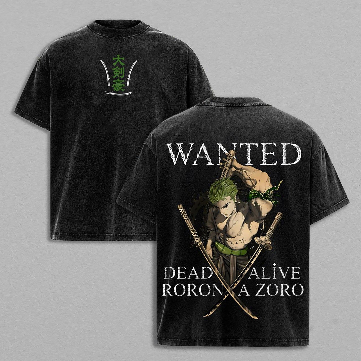 Roronoa Zoro One Piece Three Sword Style | Retro Vintage Washed T-Shirt | Limited Edition Oversized Streetwear