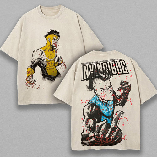 Invincible Mark Grayson Superhero | Retro Vintage Washed T-Shirt | Limited Edition Oversized Streetwear