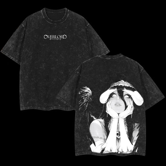 Albedo Overseer of the Guardians Overlord Retro Vintage Washed Graphic T-Shirt - Limited Edition Streetwear Oversized Aesthetic Tee - Premium Succubus Anime Style Gift
