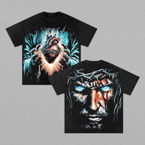 Jesus Christ Lion of Judah Faith Christian Retro Vintage Washed T-Shirt Limited Oversized Streetwear Religious Graphic Tee Gift for Believers