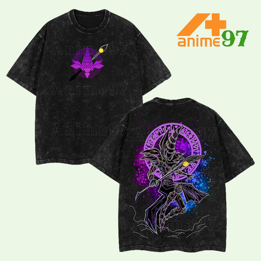 Limited Edition Dark Magician Yu-Gi-Oh! Anime Retro Vintage Washed T-shirt Oversized Streetwear Graphic Tee Perfect Gift for Yu-Gi-Oh! Fans and Duelists