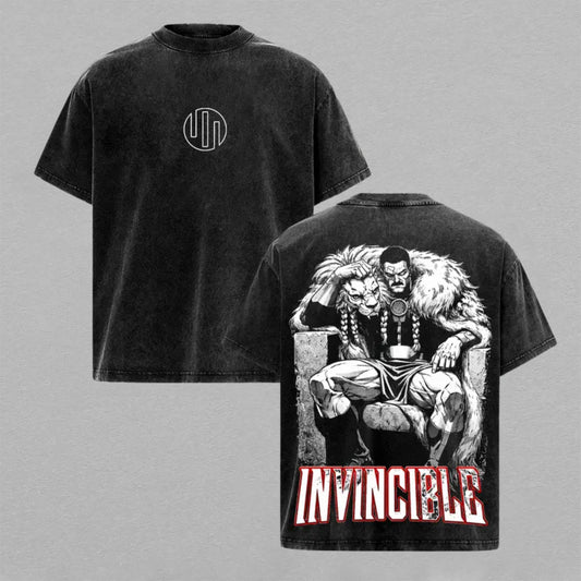 Thragg Viltrumite Emperor Throne Washed T-shirt Limited Retro Vintage Oversized Streetwear Invincible Comic Graphic Tee Gift for Fans