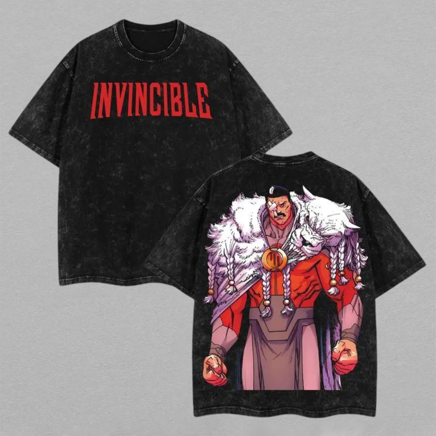 Thragg Viltrumite Emperor Wolf Cloak Washed T-shirt Limited Retro Vintage Oversized Streetwear Invincible Comic Graphic Tee Gift for Fans