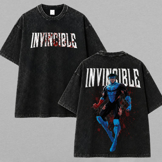 Mark Grayson Invincible Hero Pose - Retro Vintage Washed T-Shirt - Limited Edition Oversized Streetwear