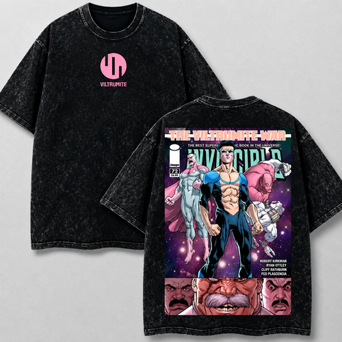 Viltrumite War Invincible Comic Cover Washed T-shirt Limited Retro Vintage Oversized Streetwear Graphic Tee Gift for Comic Fans