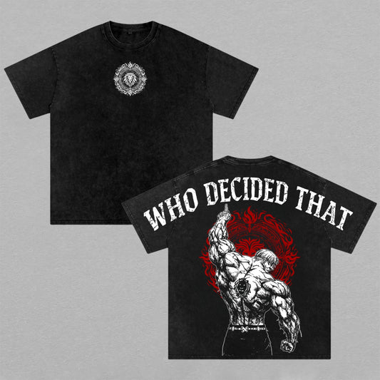 Yujiro Hanma Who Decided That Muscular Back Pose Washed T-shirt Limited Retro Vintage Oversized Streetwear Anime Gym Graphic Tee Gift for Fans