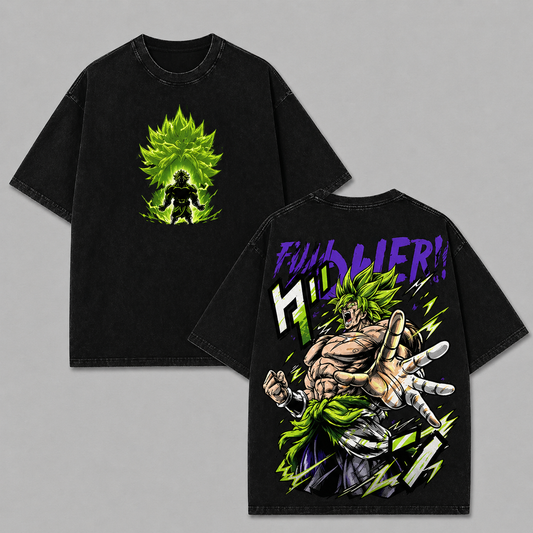 Broly Dragon Ball Z Rage Form | Retro Vintage Washed T-Shirt | Limited Edition Oversized Streetwear